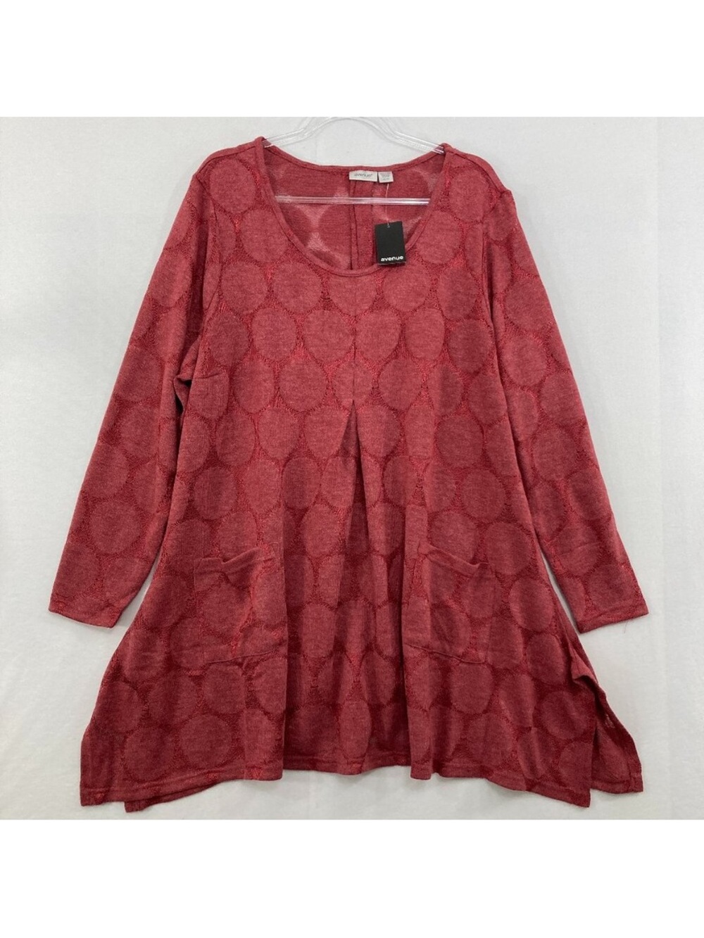 Avenue Brick Red Textured Long-Sleeve Tunic